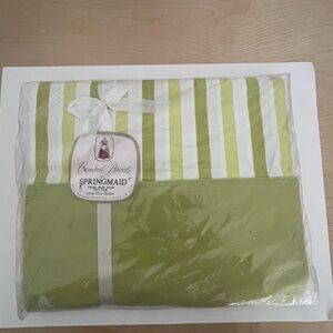 Springmaid Combed Percale Twin Flat Vintage Green and White Striped Sheet New